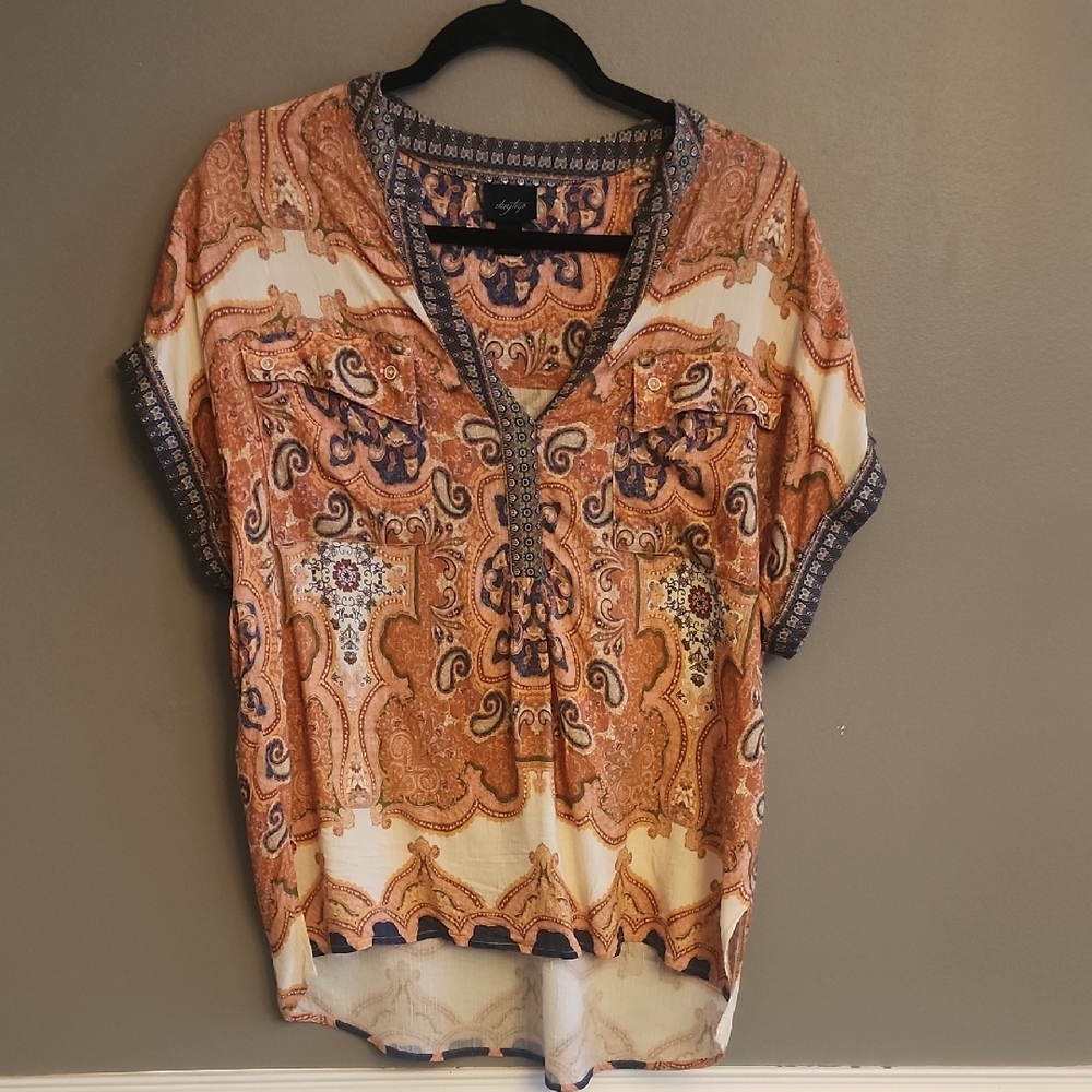 Daytrip Women's Blouse with Paisley Design in Cream and Brown